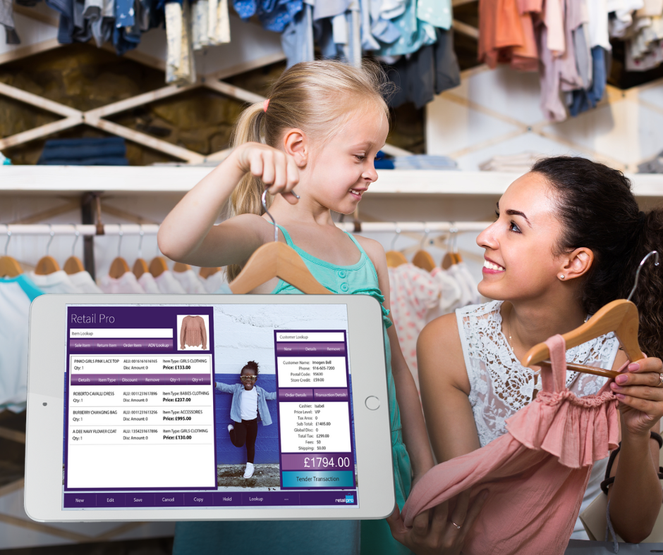Retail Pro Point Of Sale Solution being used in a Kidswear Store