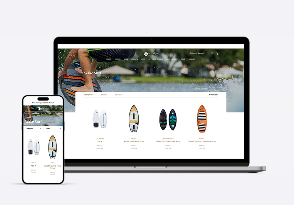 Laptop and Phone Showing a Live Sports Shop Ecommerce Store through Lightspeed