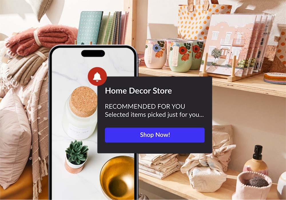 Home Decor Store Phone Pop-up Notification to Shop Now